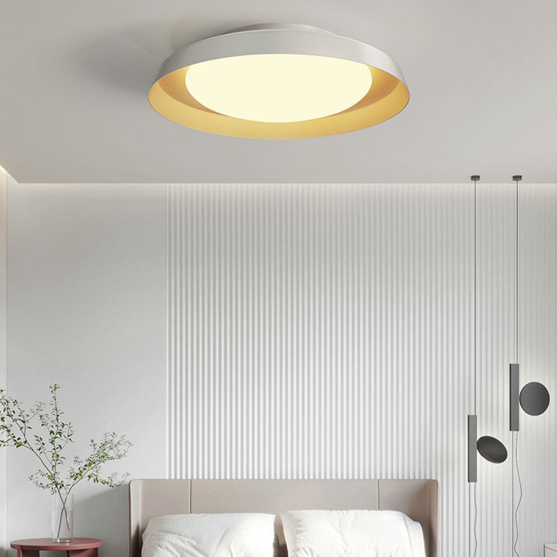 Carins Flush Mount Ceiling Light Round Retro, Metal/Acrylic, White/Black, Bedroom - Lumpaz
