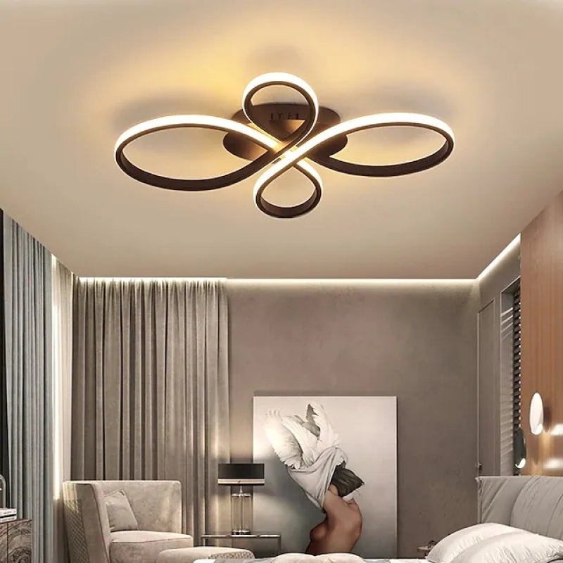 Lacey Modern LED Multi Rings Flush Mount Ceiling Light Brown/White - Lumpaz