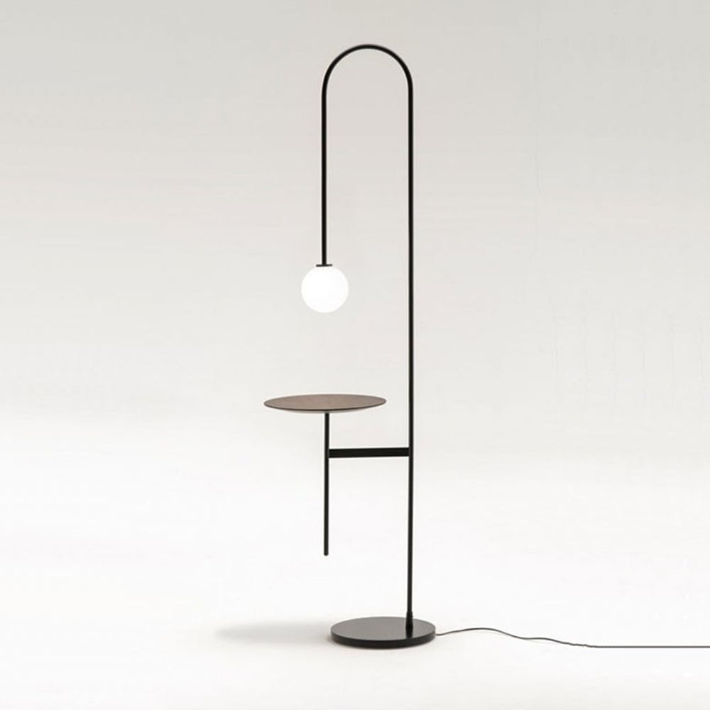 Valentina Minimalist Metal/Marble/Glass Floor Lamp With Table - Lumpaz