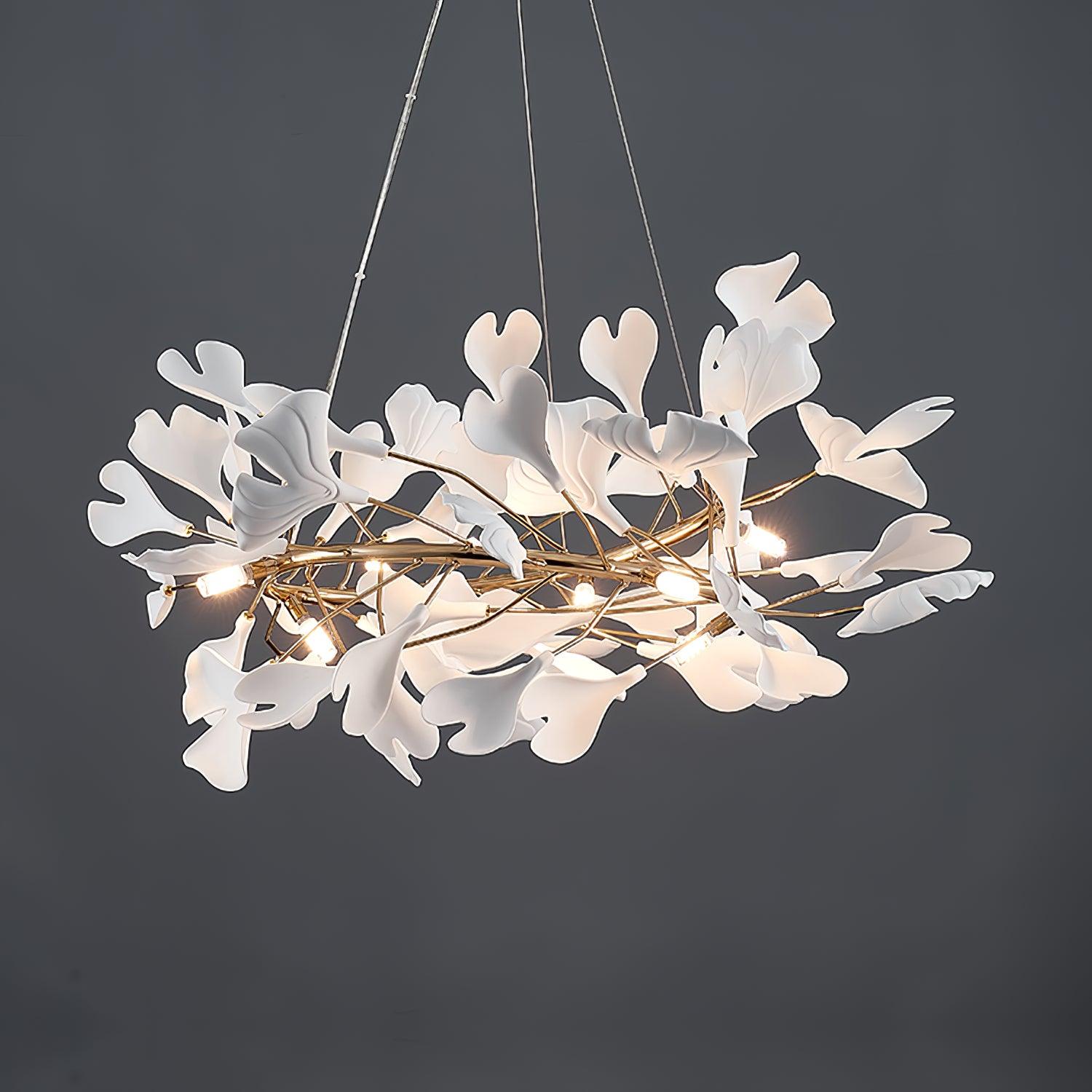 Olivia GinkLuxe Modern Golden LED Chandelier, Metal & Ceramic - Lumpaz