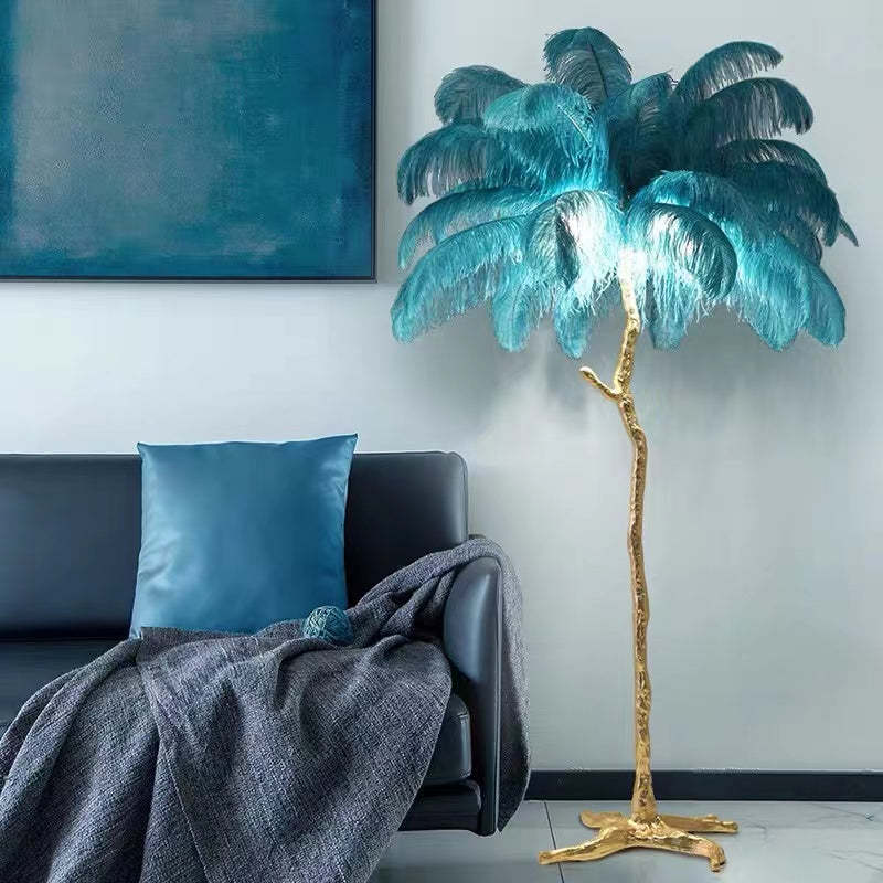 O'Moore Nordic Luxury Unique Ostrich Feather Floor Lamp/Table Lamp - Lumpaz