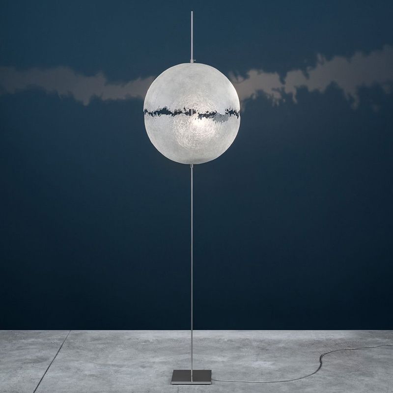 Elif Modern Moon Globe Metal Resinn Floor Lamp, Gold/Silver - Lumpaz