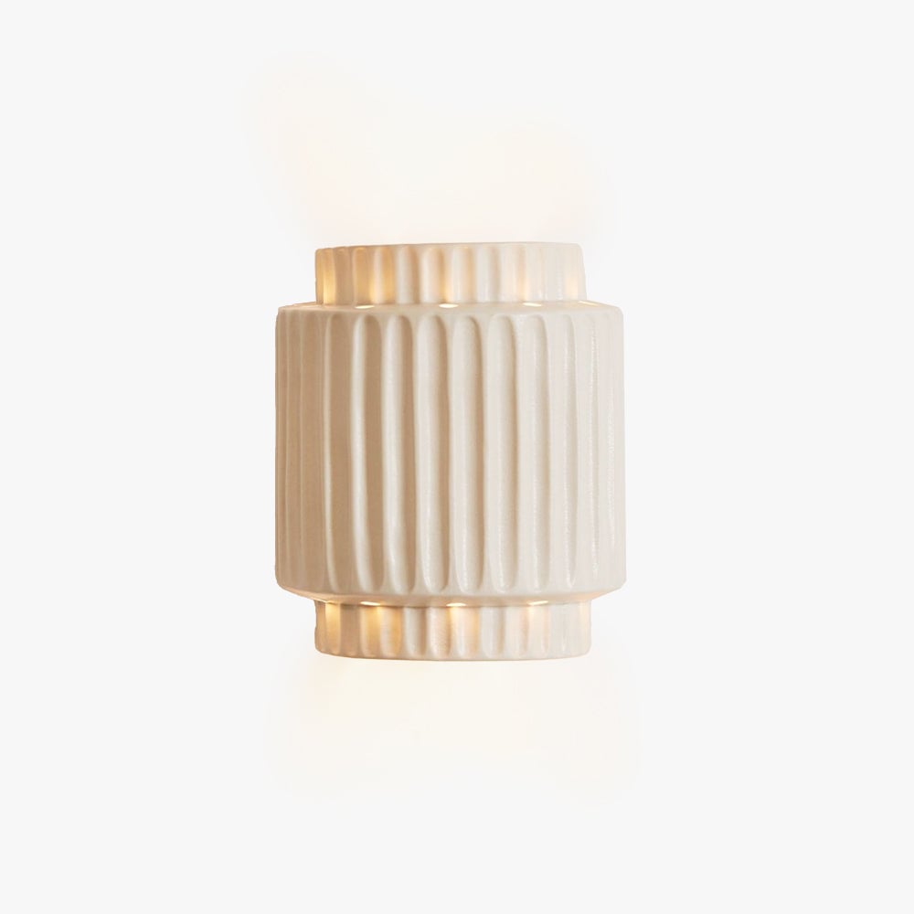 Vintage Cylindrique Resin Flush Mount Wall Lamp, White Bedroom/Living Room - Lumpaz