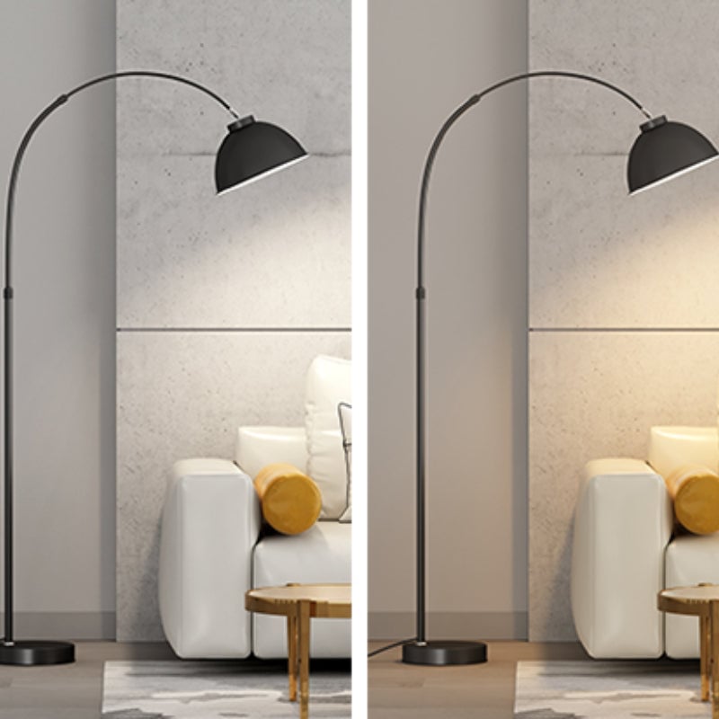 Morandi Modern Arc Metal Floor Lamp, Black/Red/Yellow - Lumpaz