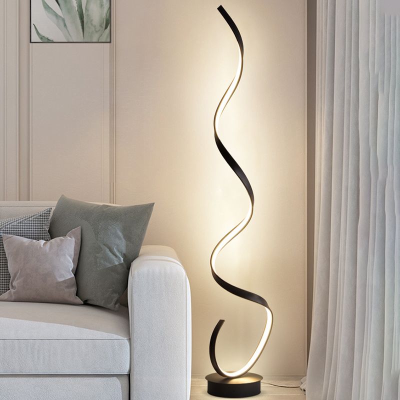 Modern Steamline Minimalist linear Floor Lamp, White/Black - Lumpaz