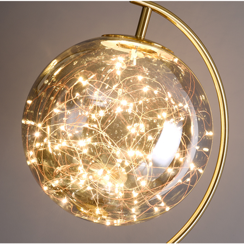 Kady Modern Starry Globe Glass Floor Lamp, Gold - Lumpaz