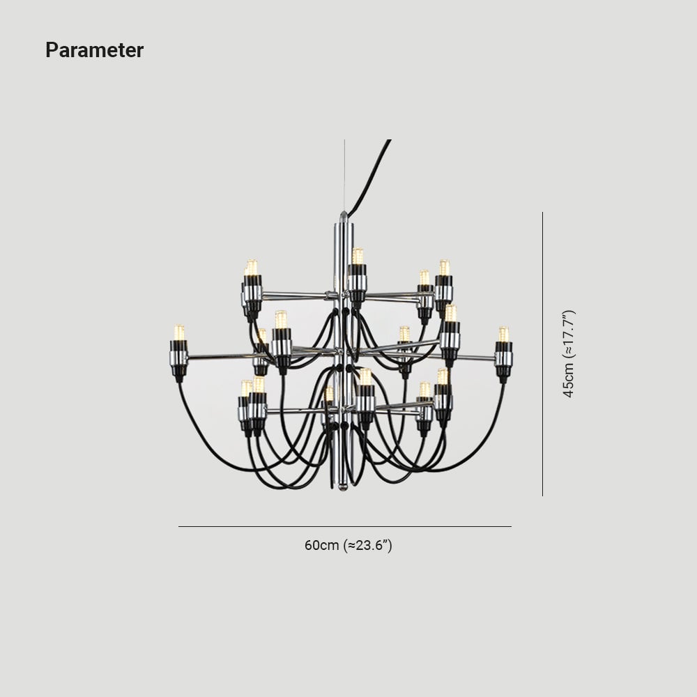 Alessio Retro Linear Metal Chandelier, Black - Lumpaz