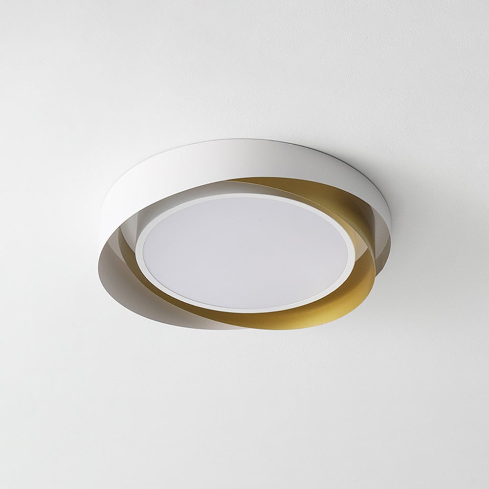 Quinn Modern Geometric Metal/Acrylic Flush Mount Ceiling Light, White/Gold - Lumpaz