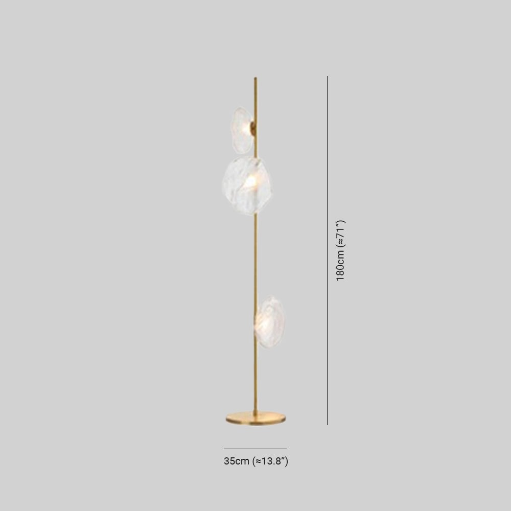 Byers Luxury Flower Metal/Glass Floor Lamp, Black/Gold/Gray - Lumpaz