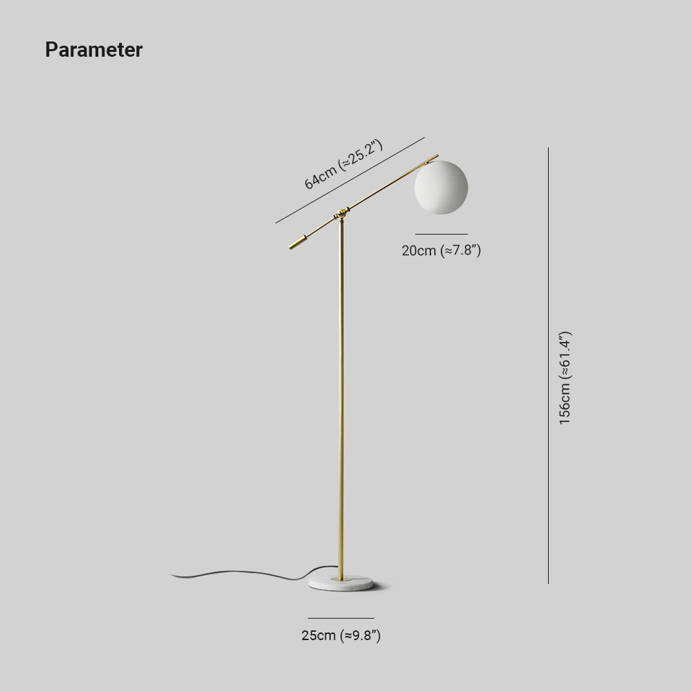 Valentina Arc Floor Lamp, Frosted Glass & Metal - Lumpaz