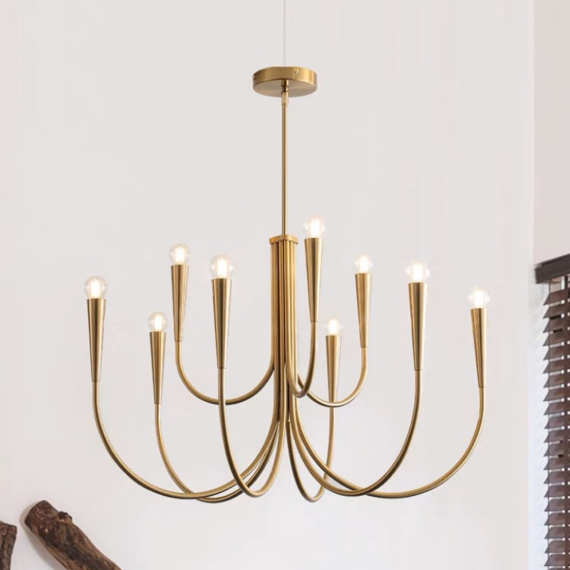 Hailie Modern Minimalist Chandelier Dinning Room, Black/Gold - Lumpaz