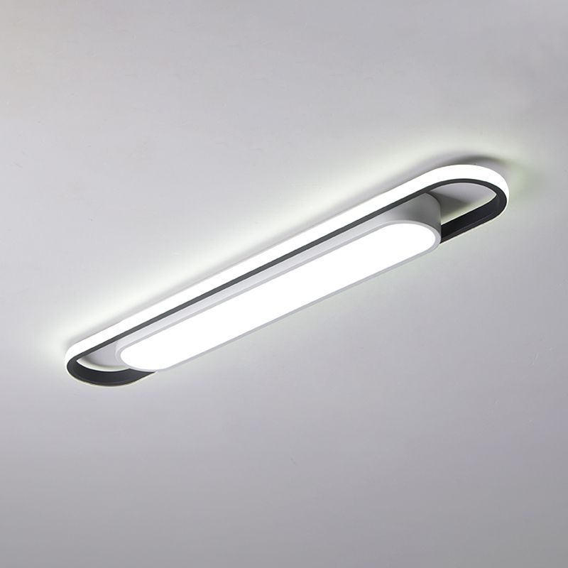 Quinn Minimalist Linear Flush Mount Ceiling Light, White - Lumpaz
