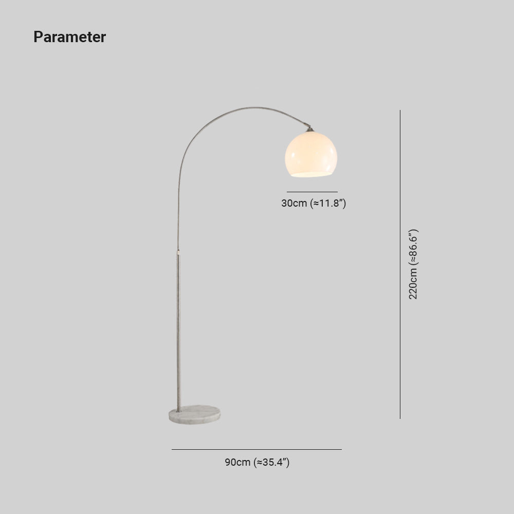 Salgado Floor Arc Lamp, Tall Floor Light, Modern, Orange/ White - Lumpaz
