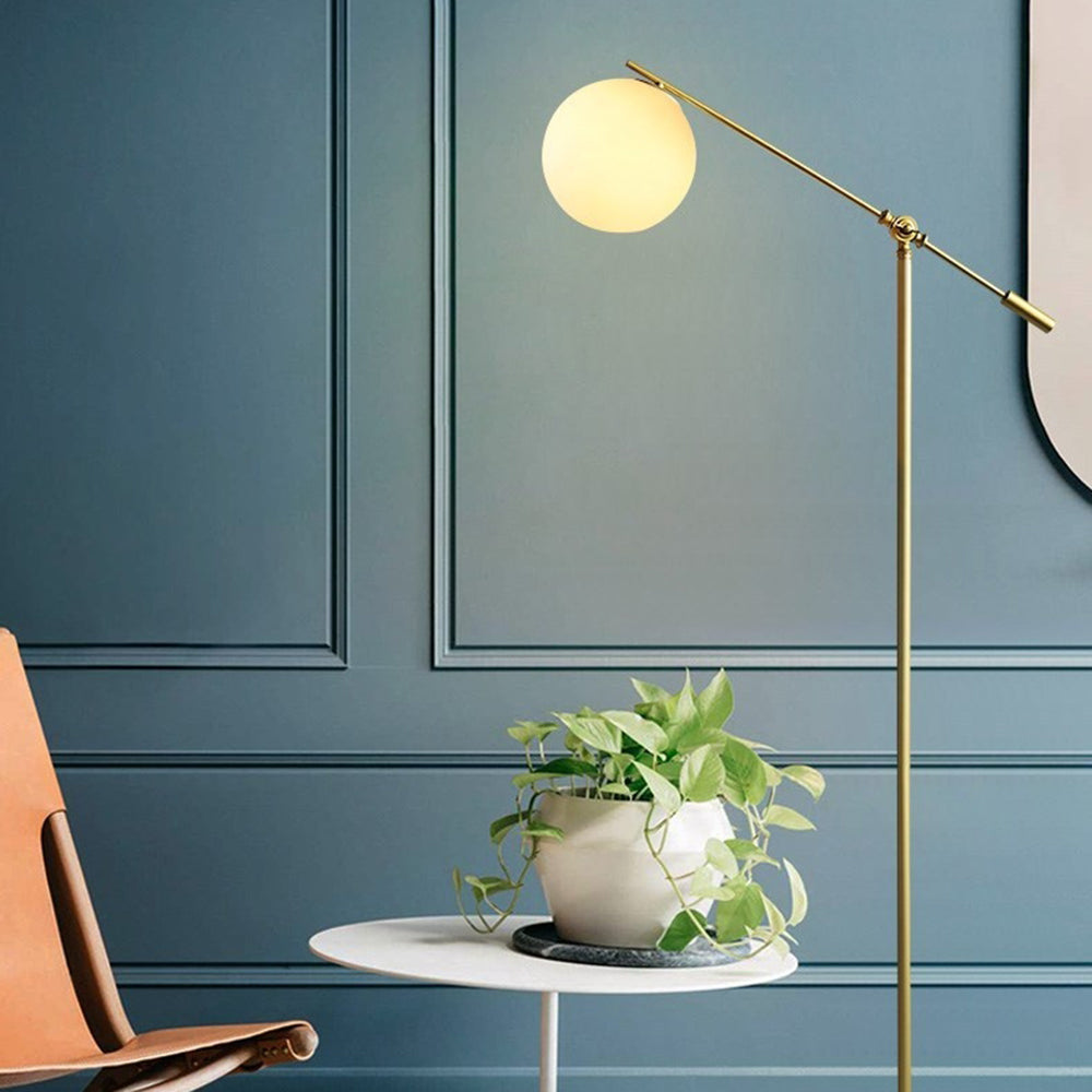 Valentina Arc Floor Lamp, Frosted Glass & Metal - Lumpaz