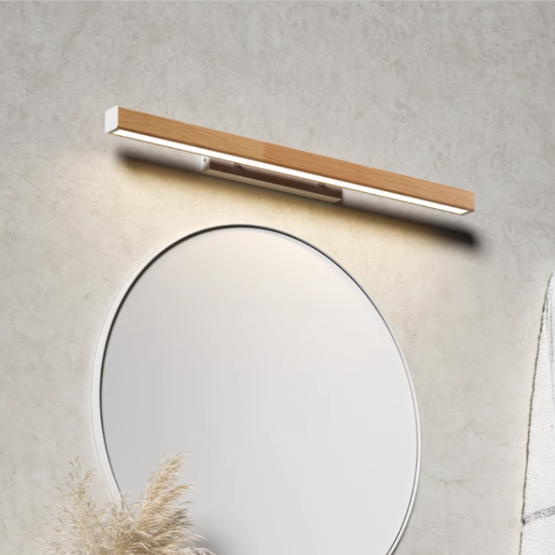 Ozawa Minimalist Linear Wood Vanity Wall Lamp, Bathroom - Lumpaz