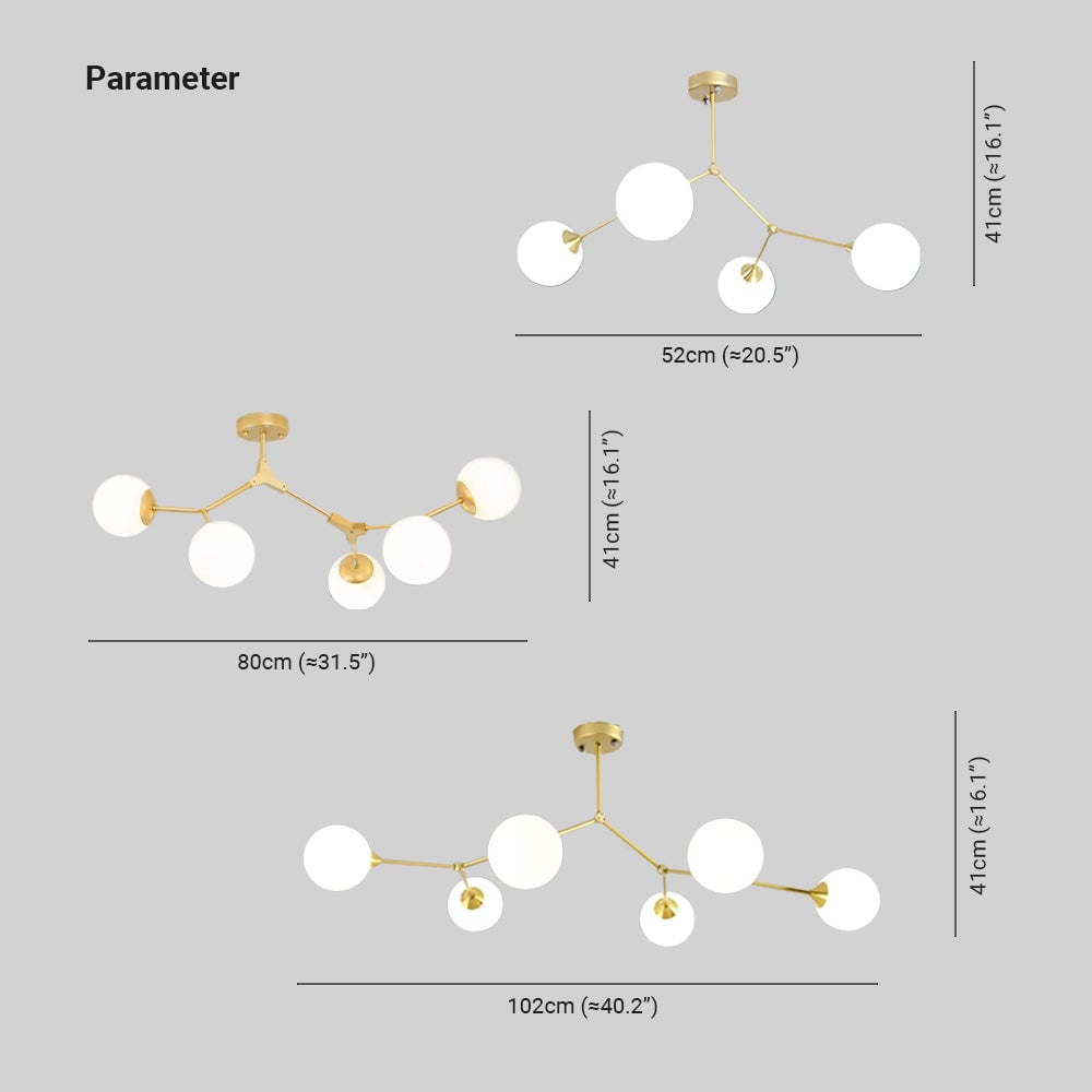 Valentina Modern Glass Bubble Chandelier Bedroom, Black/Gold - Lumpaz