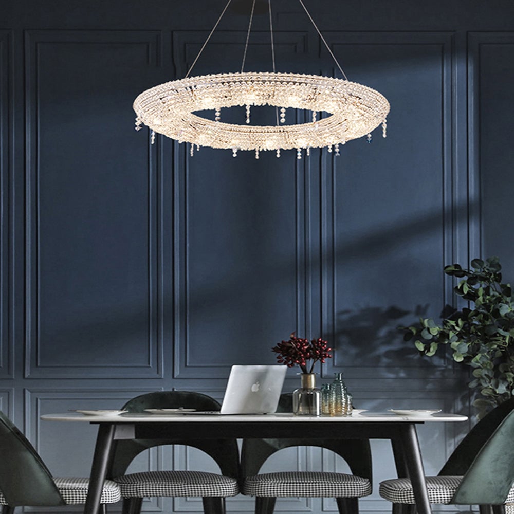 Kristy Luxury Round Crystal Pendant Light for Living Room/Dining Room - Lumpaz