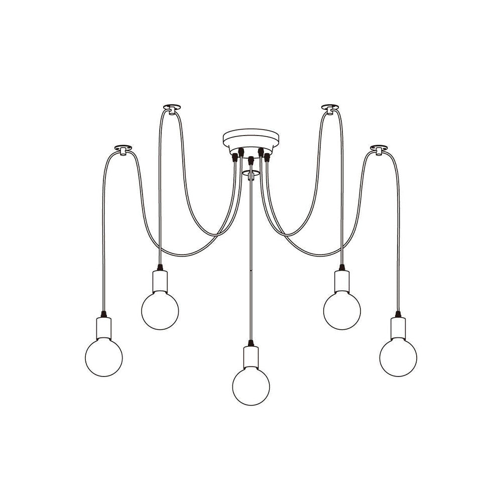 Alessio Retro Country LED Spider Chandelier, Black/White - Lumpaz