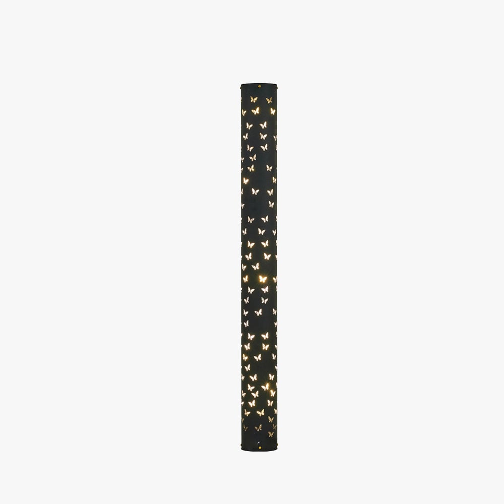 Kady Modern Cylinder Butterfly Metal Floor Lamp, Black/White - Lumpaz