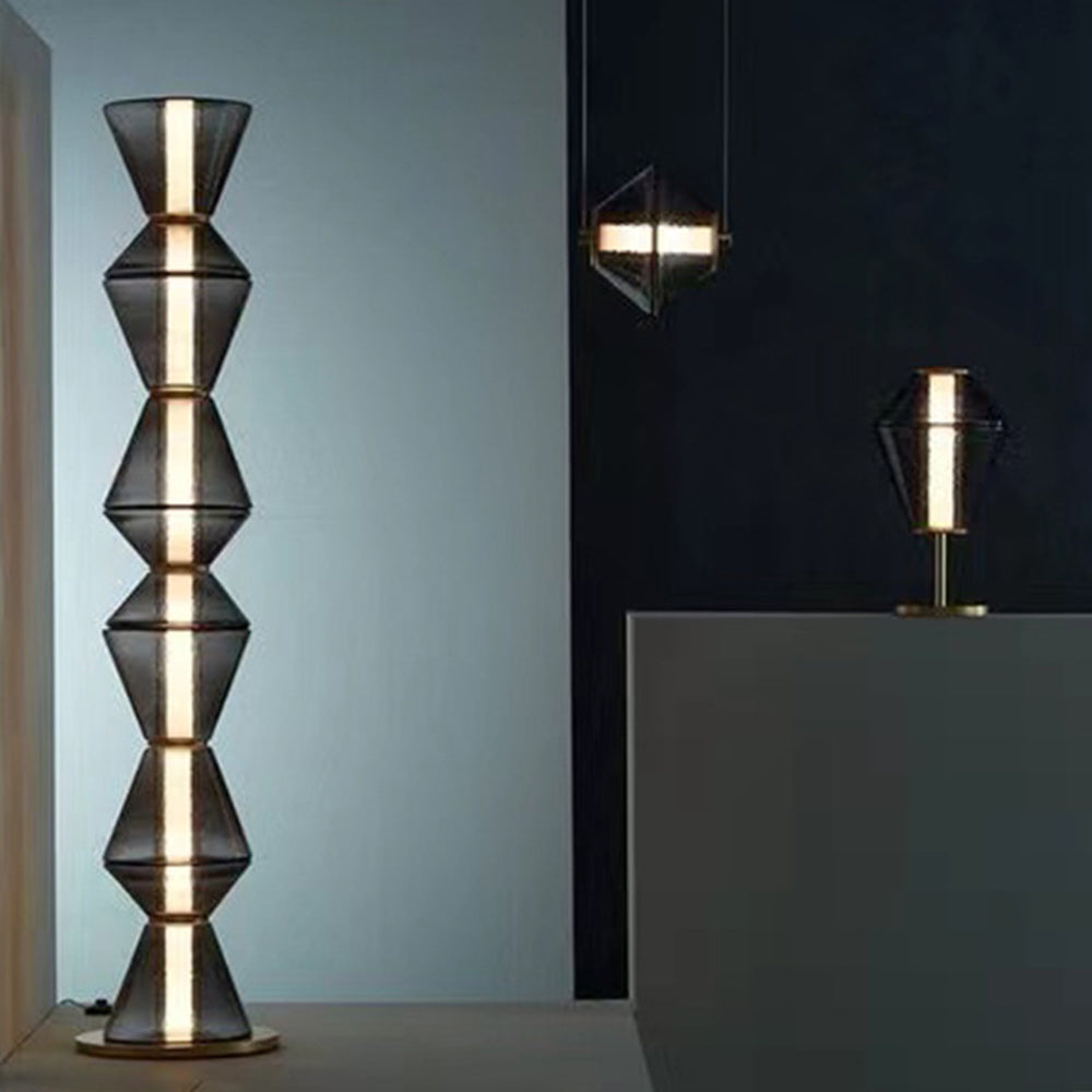 Evette Nordic Modern Black LED Pendant & Floor&Table Lamp, Glass - Lumpaz