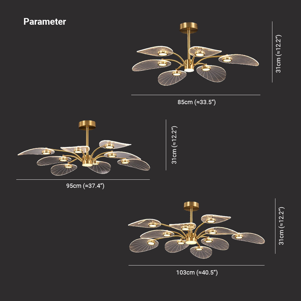 Carins Art Deco Leaf Metal/Acrylic Chandelier, Gold - Lumpaz