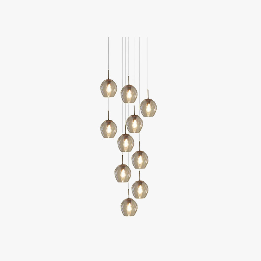Hailie Modern Ball Glass Chandelier Gold Living Room Staircase - Lumpaz
