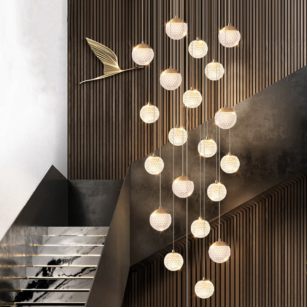 Jibril Multi Staircase Modern Art Deco Pendant Light, Gold - Lumpaz