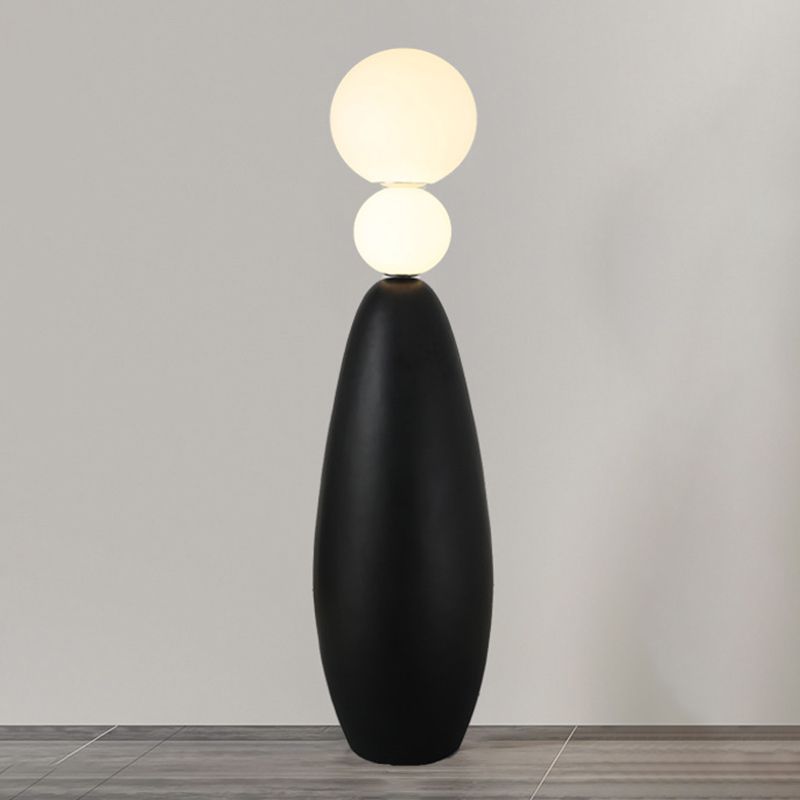 Valentina Modern Ball-shaped Resin Glass Floor Lamp,Black /White - Lumpaz