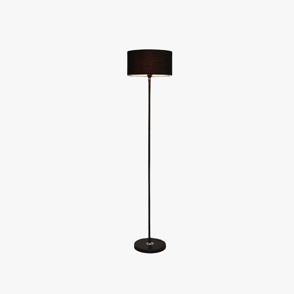 Eryn Floor Lamp Cylinder Modern, Metal/Fabric, Black/White/Gold, Bedroom - Lumpaz