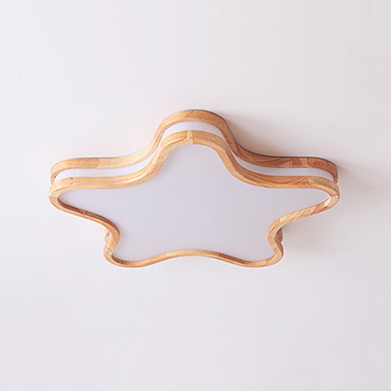 Minori Moon/Cloud/Star Shape Flush Mount Ceiling Light, Wood & Arcylic - Lumpaz