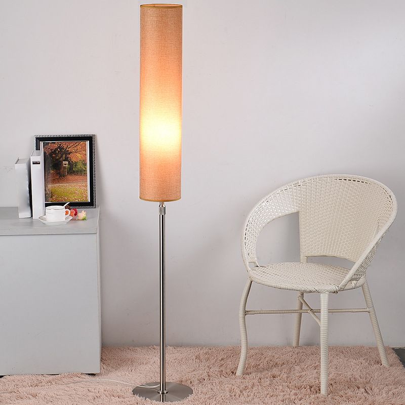 Renée Modern Cylinder Fabric Metal Floor Lamp, White/Red/Brown/Coffee - Lumpaz
