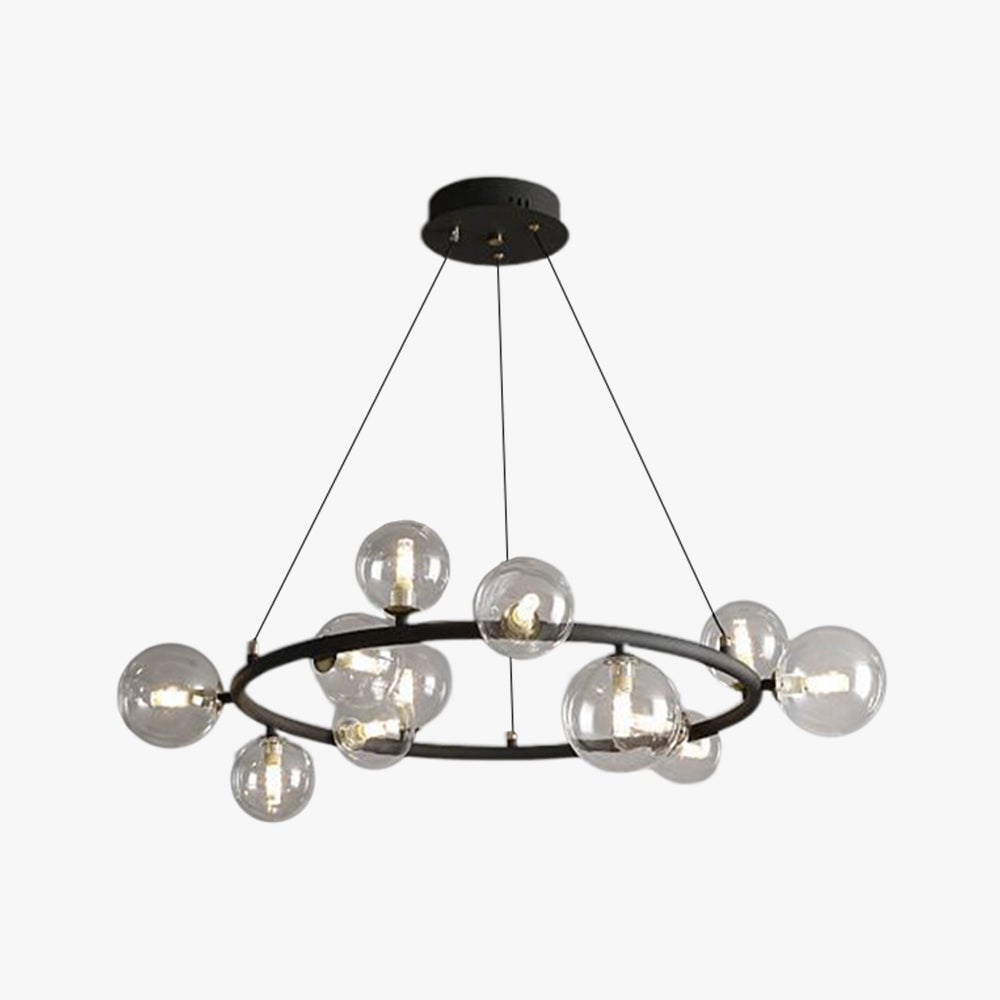 Valentina Modern Glass Globe Ring Chandelier, Gold/Black - Lumpaz