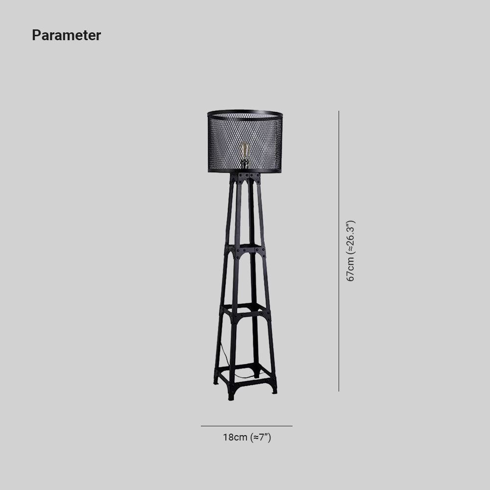 Alessio Modern Cylinder Mesh Screen Metal Floor Lamp, Black - Lumpaz