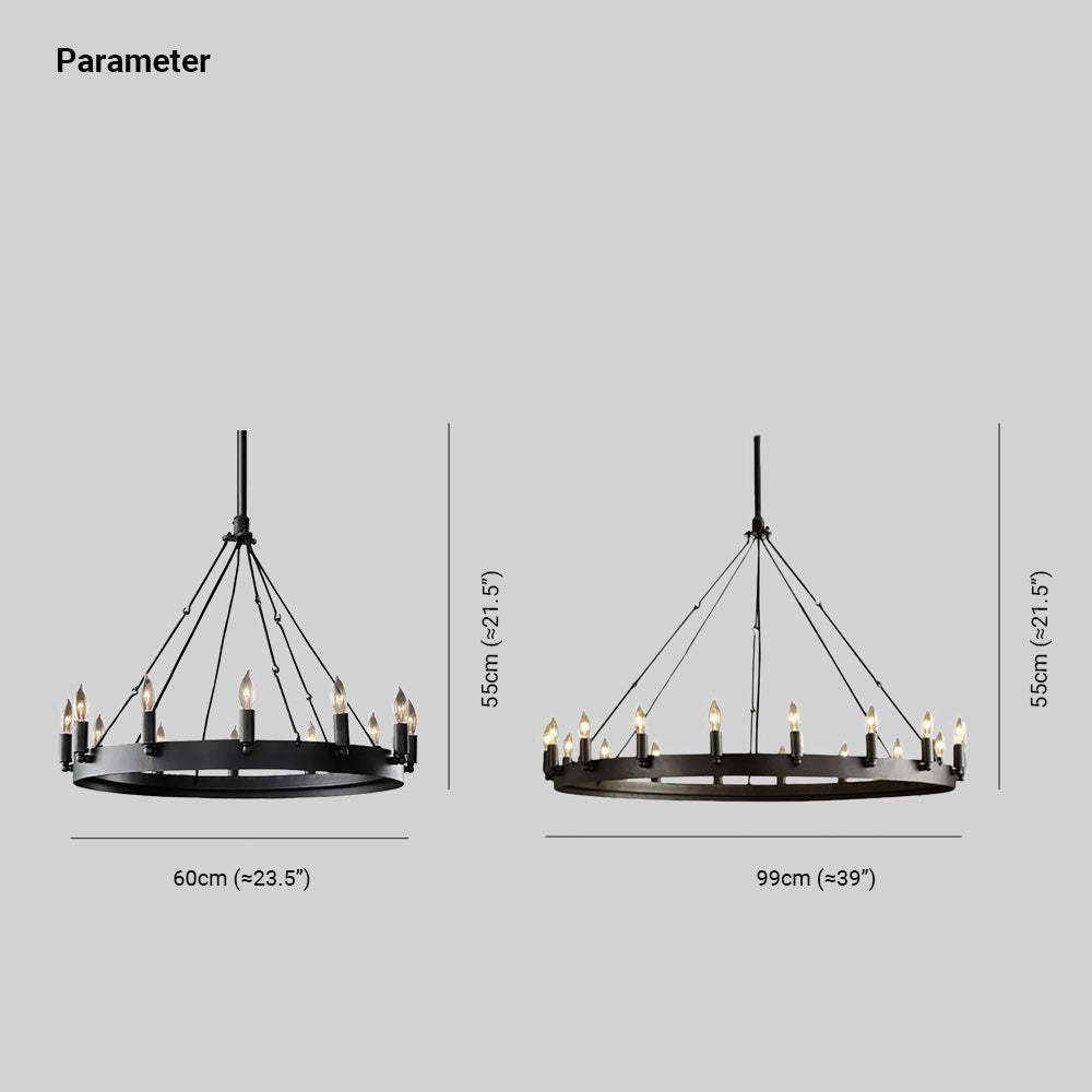 Alessio Industrial Round Candle Metal Pendant Light, Black - Lumpaz