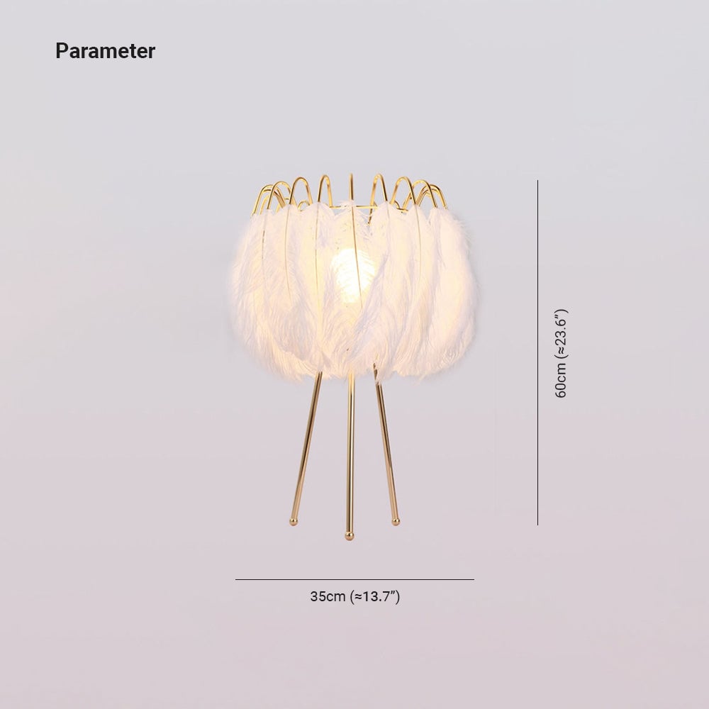O'Moore Artistic Tripod Feather Floor Lamp, White - Lumpaz