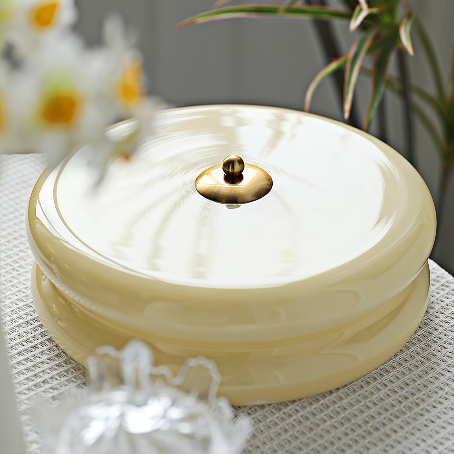 Morandi Modern Round Flush Mount Ceiling Light, White/Beige - Lumpaz