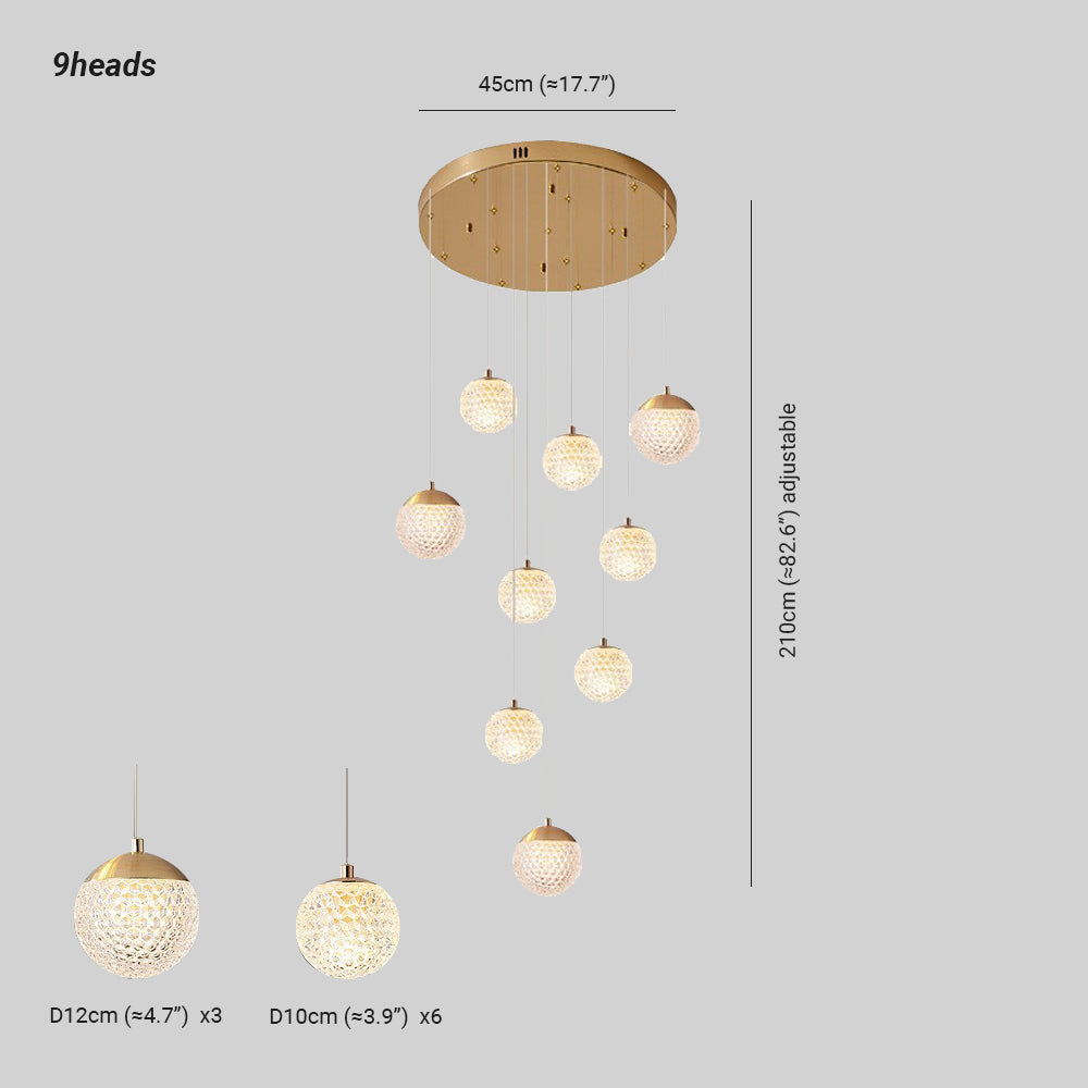 Jibril Multi Staircase Modern Art Deco Pendant Light, Gold - Lumpaz