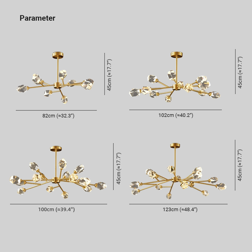 Kristy Luxurious Crystal Chandelier Living Room Golden - Lumpaz