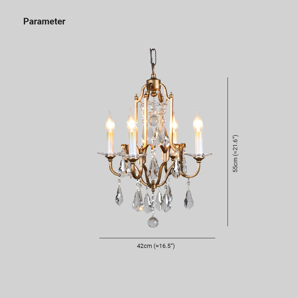 Silva Vintage Luxury Candle Crystal/Metal Chandelier, Gold - Lumpaz