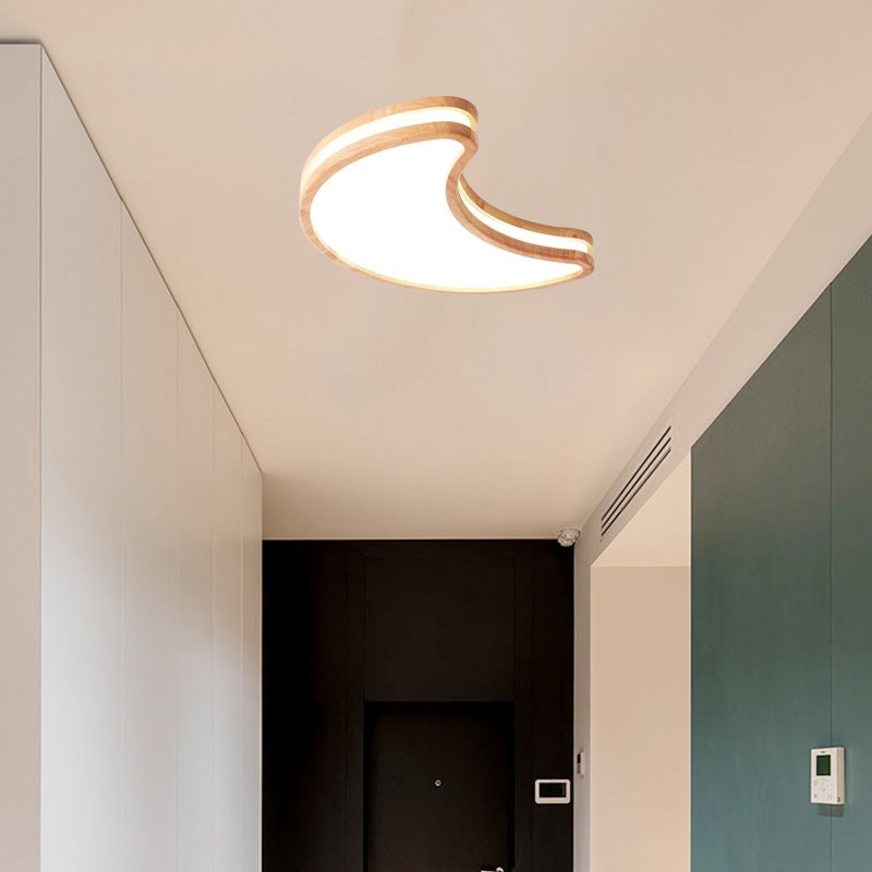 Minori Moon/Cloud/Star Shape Flush Mount Ceiling Light, Wood & Arcylic - Lumpaz