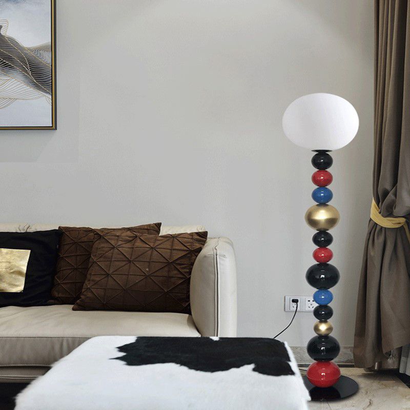 Morandi  Modern Ball Metal Colorful  Floor Lamp, Red/Green - Lumpaz