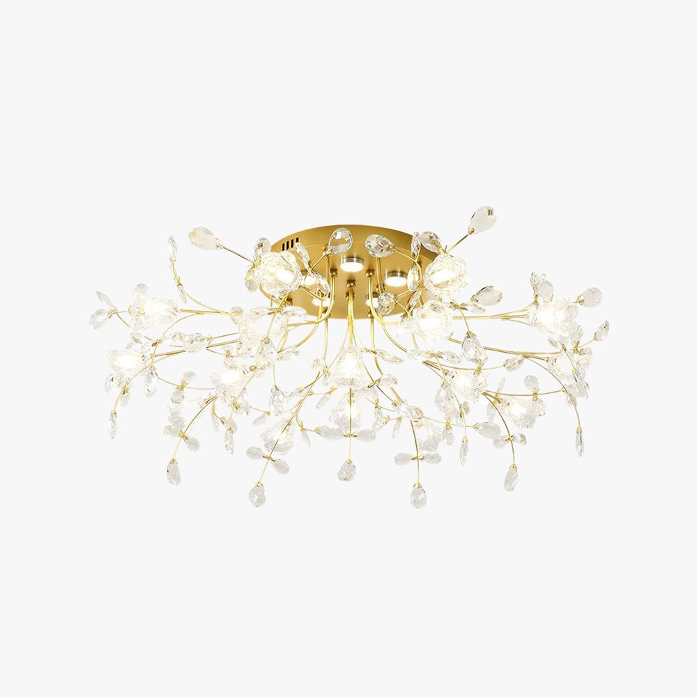 Lili Art Deco Elegant Flower Flush Mount Ceiling Lights, Gold - Lumpaz