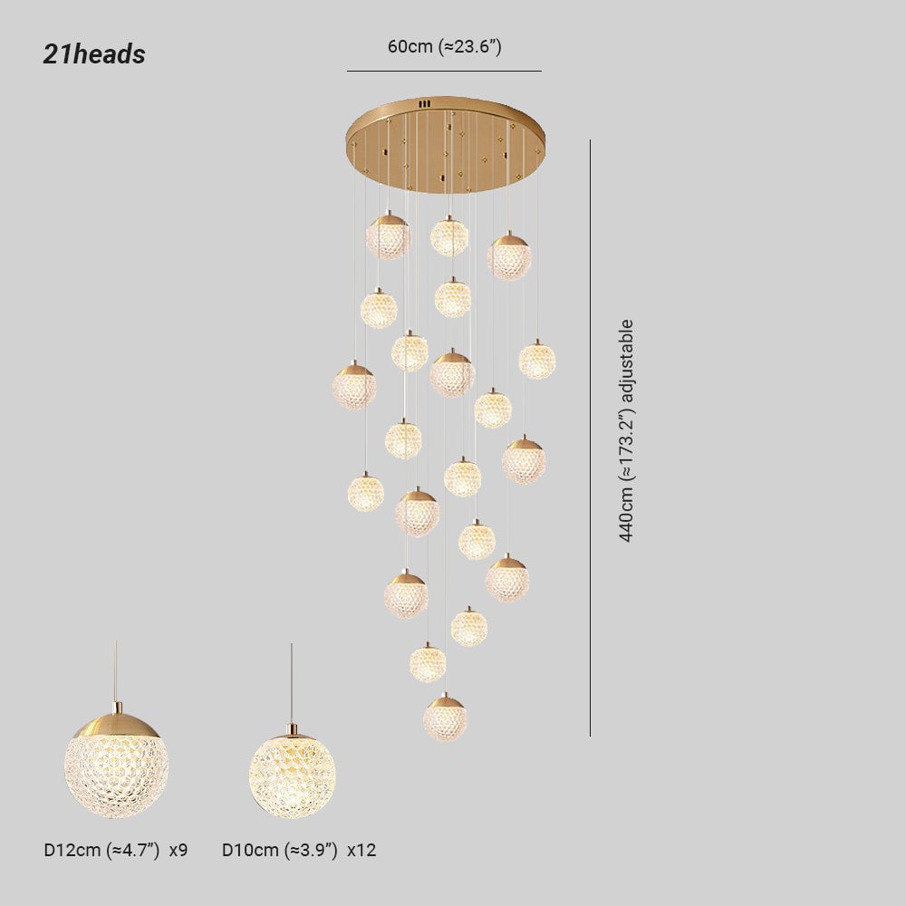 Jibril Multi Staircase Modern Art Deco Pendant Light, Gold - Lumpaz