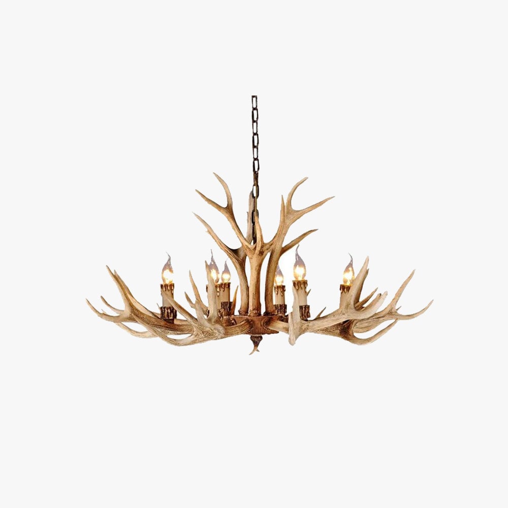 Austin Retro Deer Horn Resin Chandelier White Brown Coffee Living Room - Lumpaz