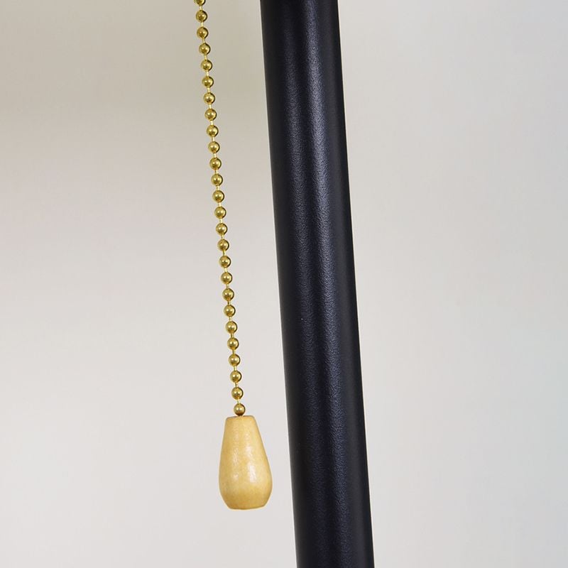 Eryn Modern Cone Metal Fabric Floor Lamp /w Shelf ,Black - Lumpaz