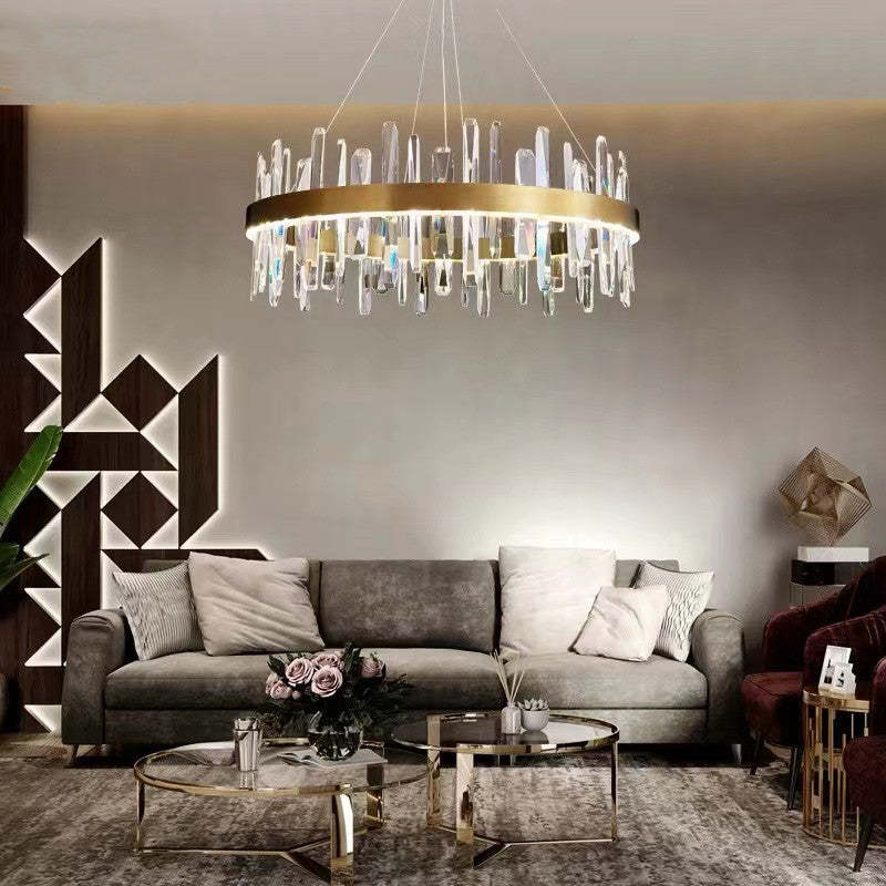 Marylin Modern Crystal Ring Chandelier, Stainless Steel & Crystal - Lumpaz