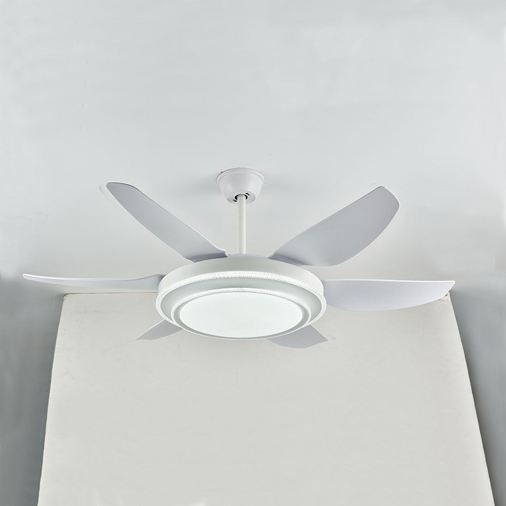 Haydn 6-Blade  Modern Basic  DC Ceiling Fan with Light, White, 51'' - Lumpaz