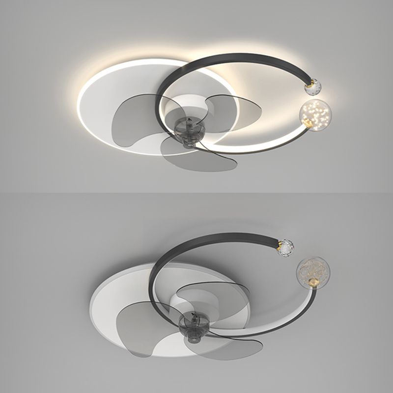 Madina Double-C Starry Ceiling Fan with Light, 2 Color, 24.5" - Lumpaz