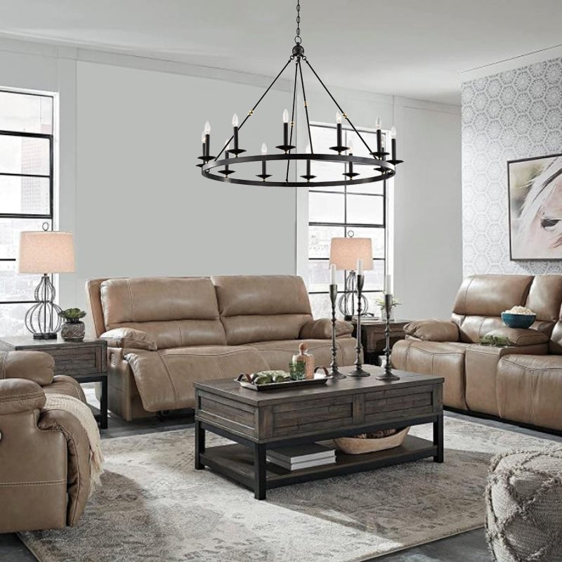 Silva Modern Candles Chandelier Black Metal Living Room/Bedroom - Lumpaz