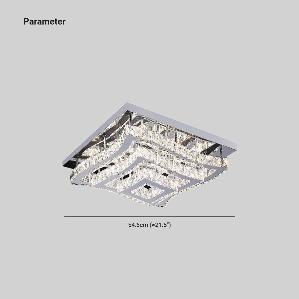 Kristy Luxury Square Metal/Glass Flush Mount Ceiling Light, Living Room - Lumpaz